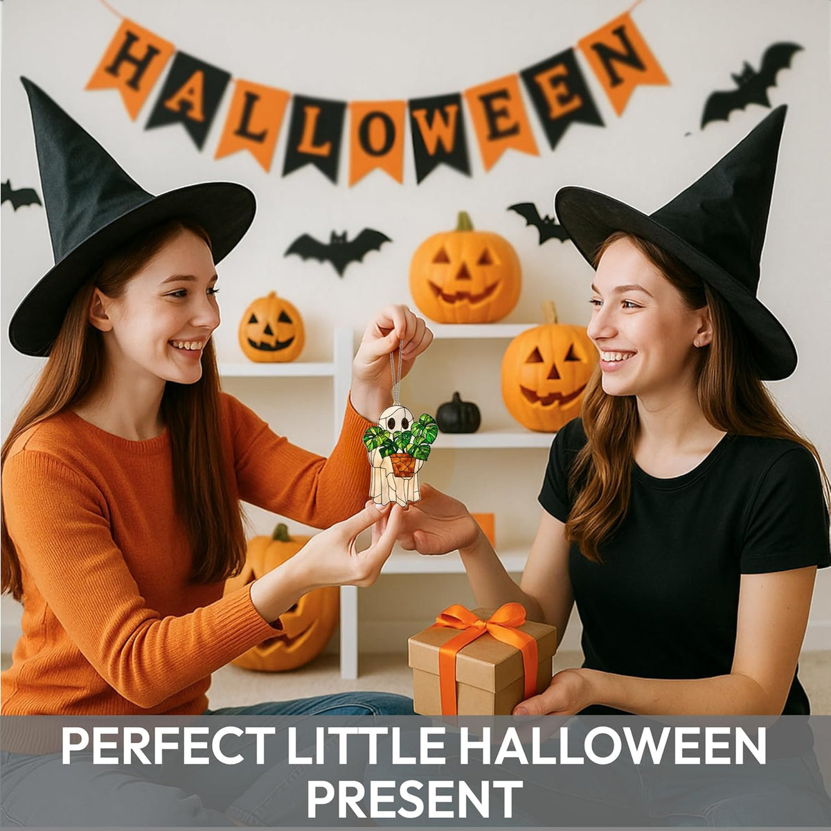 Halloween Ghost Suncatcher – Faux Stained Glass Acrylic Hanging Ornament | 50% OFF, FREE SHIPPING