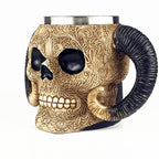 Horned Skull Beer Mug, 20oz Creative Viking Skull Stein with Horn Handle, Gothic Medieval Tankard for Beer, Coffee & Halloween Party Decor | 50% OFF, FREE SHIPPING