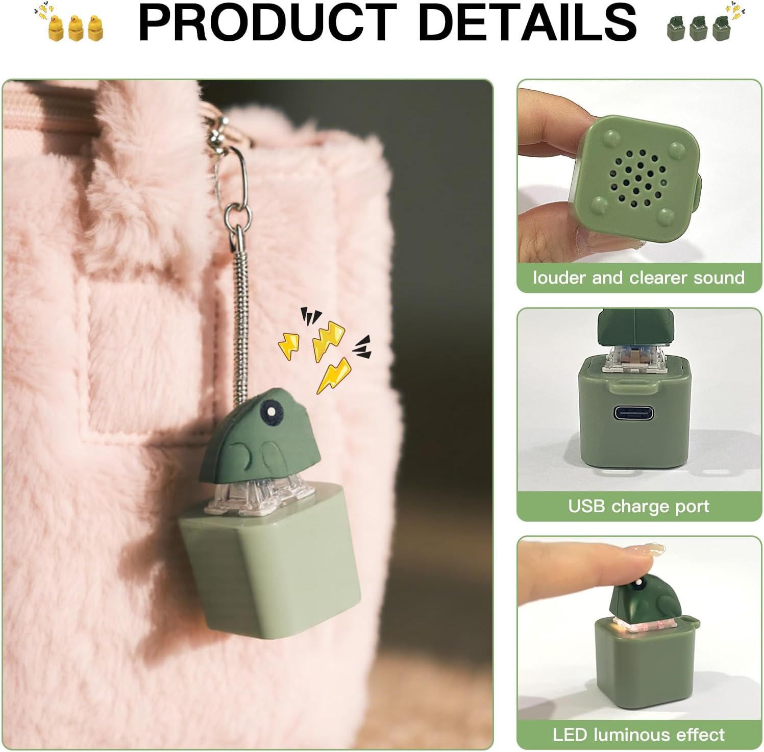 Frog Croaking & Quacking Duck Fidget Toy Keychain with Lights - Stress Relief Rechargeable | 50% OFF, FREE SHIPPING Toy