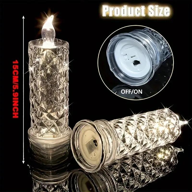 Set of 4, LED Crystal Candle Lights - Romantic Tabletop Night Lights for Bedroom Decorations, Gifts, Anniversary and Parties, Suitable for Wedding, Birthday, Holiday Tabletop Decorative Lights | FREE SHIPPING