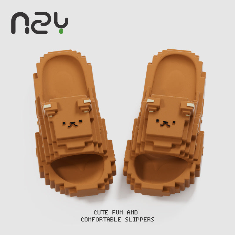 Pixel Cartoon Bear Sandals - Unisex Non-Slip Water Shoes for Indoor & Outdoor | 40% OFF, FREE SHIPPING