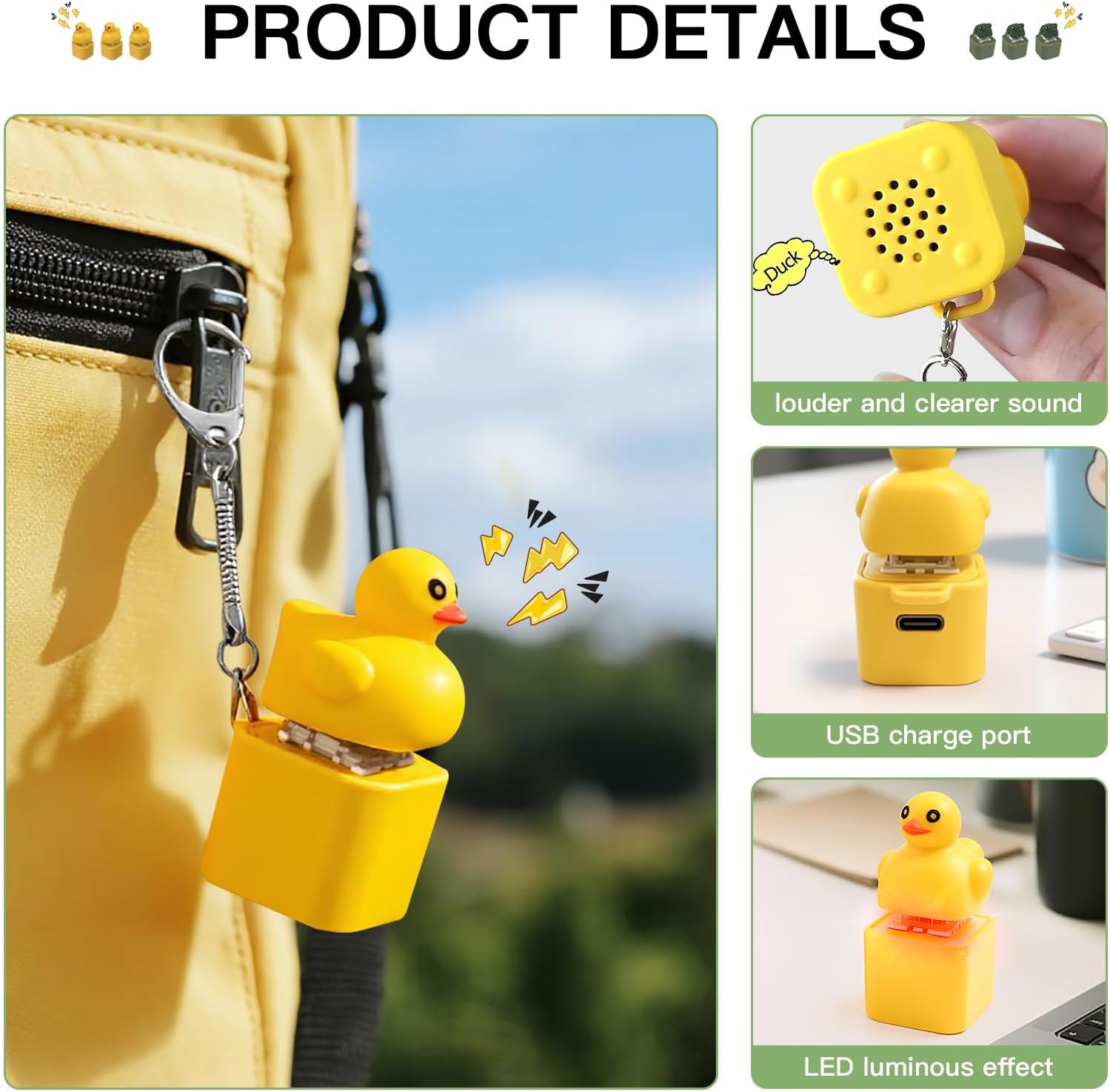 Frog Croaking & Quacking Duck Fidget Toy Keychain with Lights - Stress Relief Rechargeable | 50% OFF, FREE SHIPPING Toy