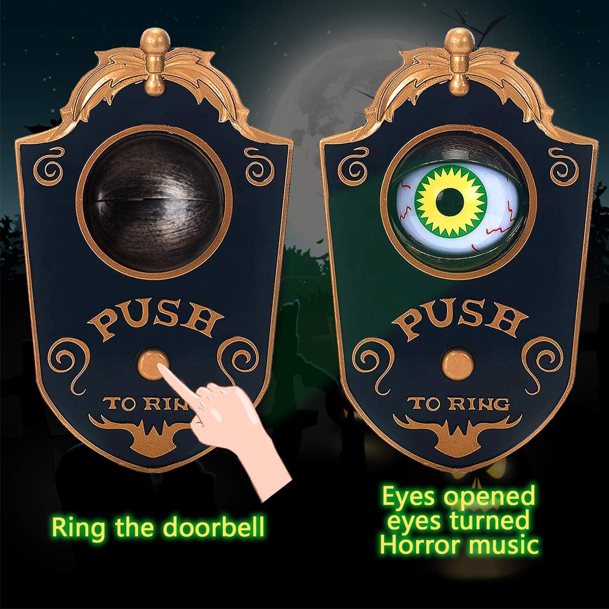 Halloween Haunted Doorbell with Animated Eyeball & Spooky Sounds - Creepy Halloween Prop Decoration | 40% OFF, FREE SHIPPING