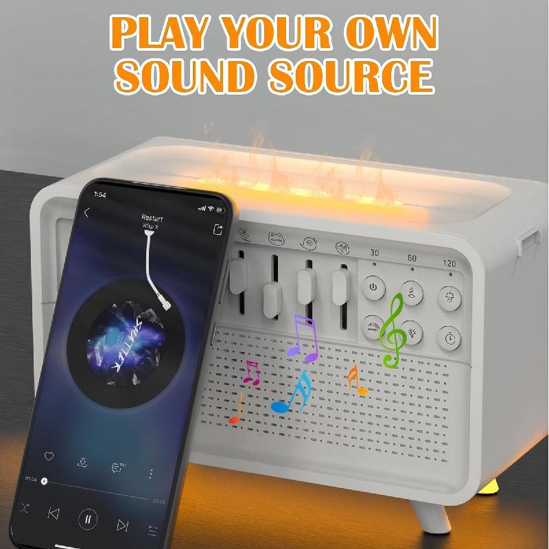 White Noise Bluetooth Speaker Simulated Flame Aromatherapy Humidifier | Free Shipping