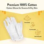 White Cotton Gloves for Dry Hands Sleeping - 3 Pairs Moisturizing Overnight Gloves for Men & Women - 100% Cotton Eczema Gloves | 50% OFF, FREE SHIPPING