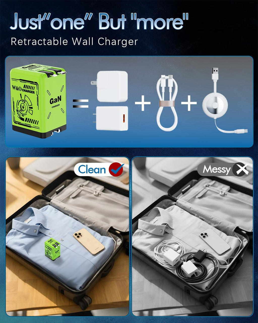 2-in-1 Retractable GaN Fast Charger – Dual Output with Built-in Cable | 56% OFF, FREE SHIPPING - TODAY ONLY