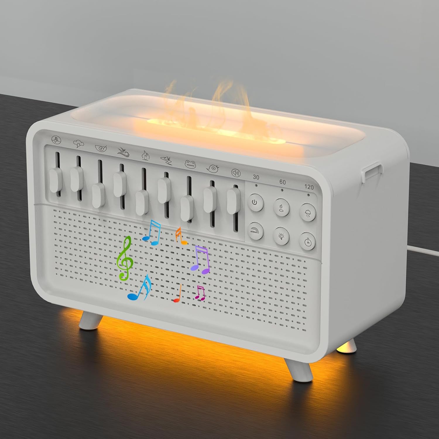 White Noise Bluetooth Speaker Simulated Flame Aromatherapy Humidifier | Free Shipping