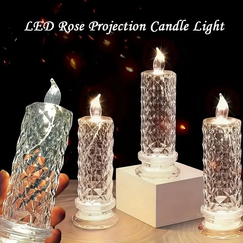 Set of 4, LED Crystal Candle Lights - Romantic Tabletop Night Lights for Bedroom Decorations, Gifts, Anniversary and Parties, Suitable for Wedding, Birthday, Holiday Tabletop Decorative Lights | FREE SHIPPING