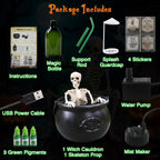 💀 Halloween Cauldron with Floating Potion Bottles & Fog - Spooky Skeleton Witch Decor | 50% OFF, FREE SHIPPING