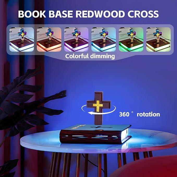 Levitating Cross Lamp, Multi-Color Floating Cross