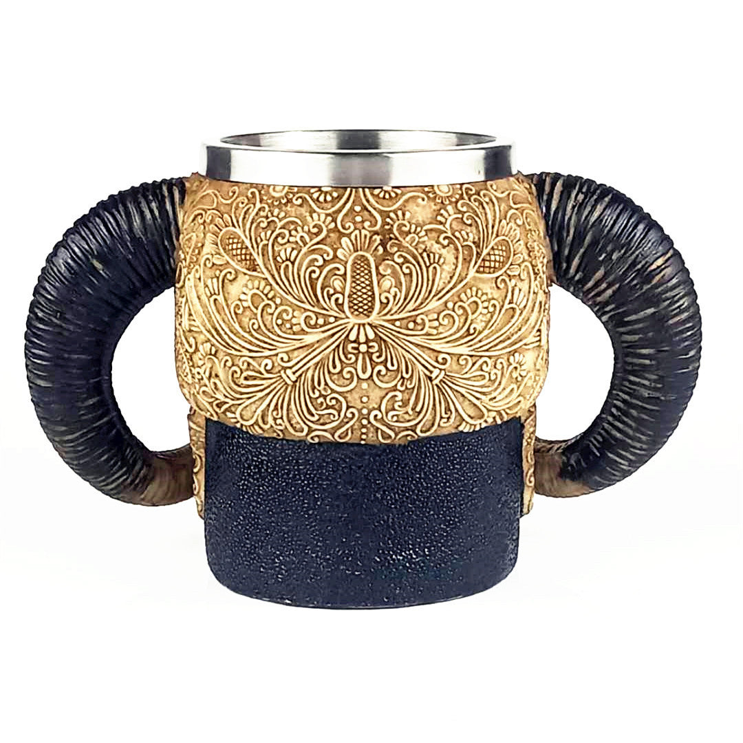 Horned Skull Beer Mug, 20oz Creative Viking Skull Stein with Horn Handle, Gothic Medieval Tankard for Beer, Coffee & Halloween Party Decor | 50% OFF, FREE SHIPPING