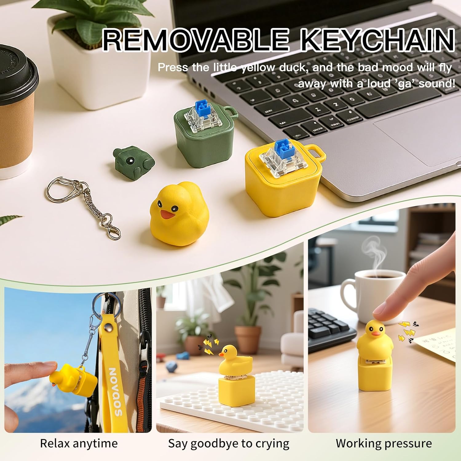 Frog Croaking & Quacking Duck Fidget Toy Keychain with Lights - Stress Relief Rechargeable | 50% OFF, FREE SHIPPING Toy