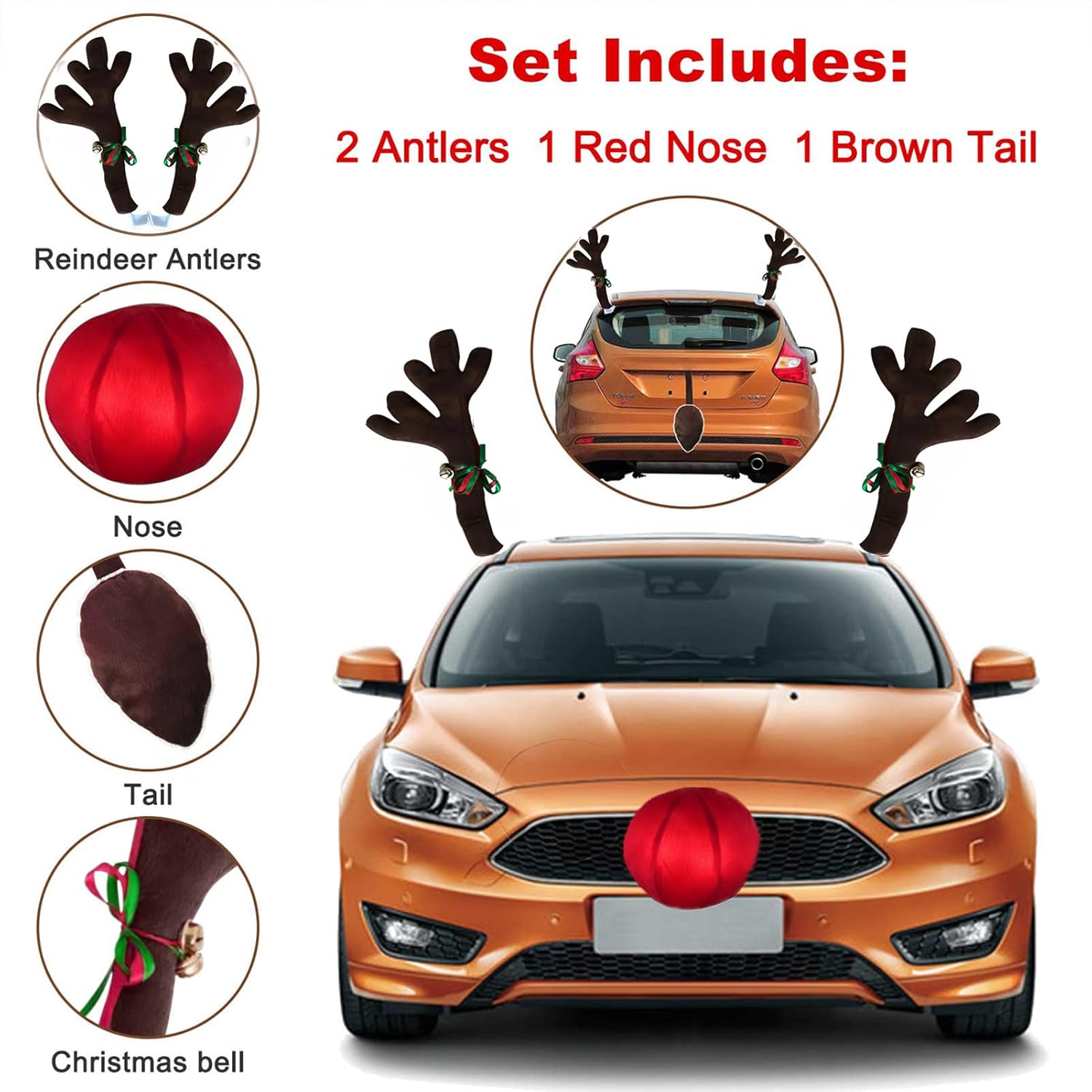 🎄 Upgraded Christmas Car Reindeer Decoration Kit | 50% OFF, FREE SHIPPING