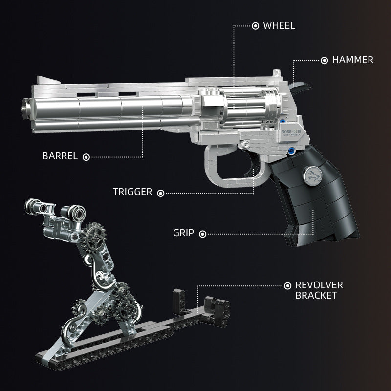 🔫 Building Blocks Revolver Model Kit – 631 PCS with Rose Detail | 50% OFF, FREE SHIPPING