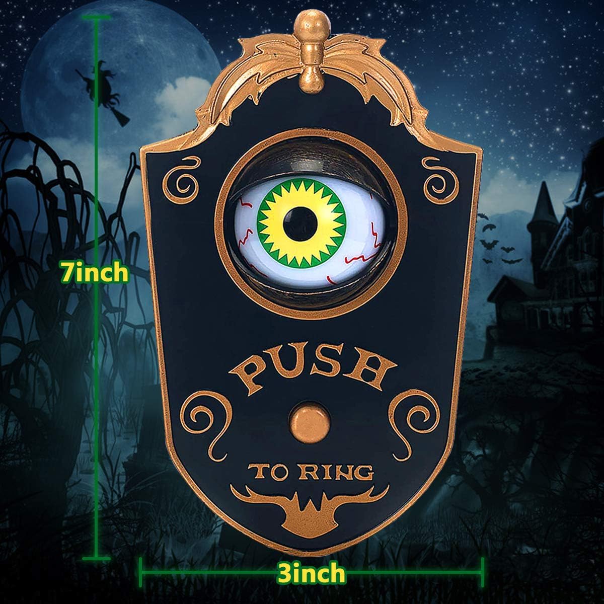 Halloween Haunted Doorbell with Animated Eyeball & Spooky Sounds - Creepy Halloween Prop Decoration | 40% OFF, FREE SHIPPING