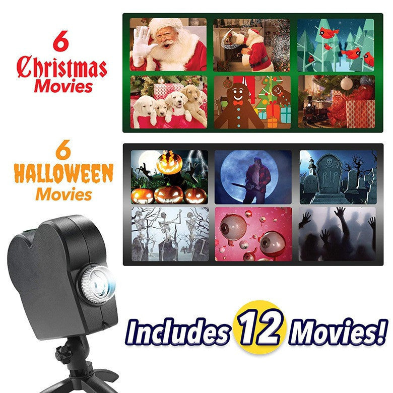 Halloween Window Projector,Halloween Holographic Projector,Christmas Led Holographic Projection Lamp,12 Movies,Used for Halloween Outdoor,Christmas Garden Decoration Family Outdoor Party | FREE SHIPPING