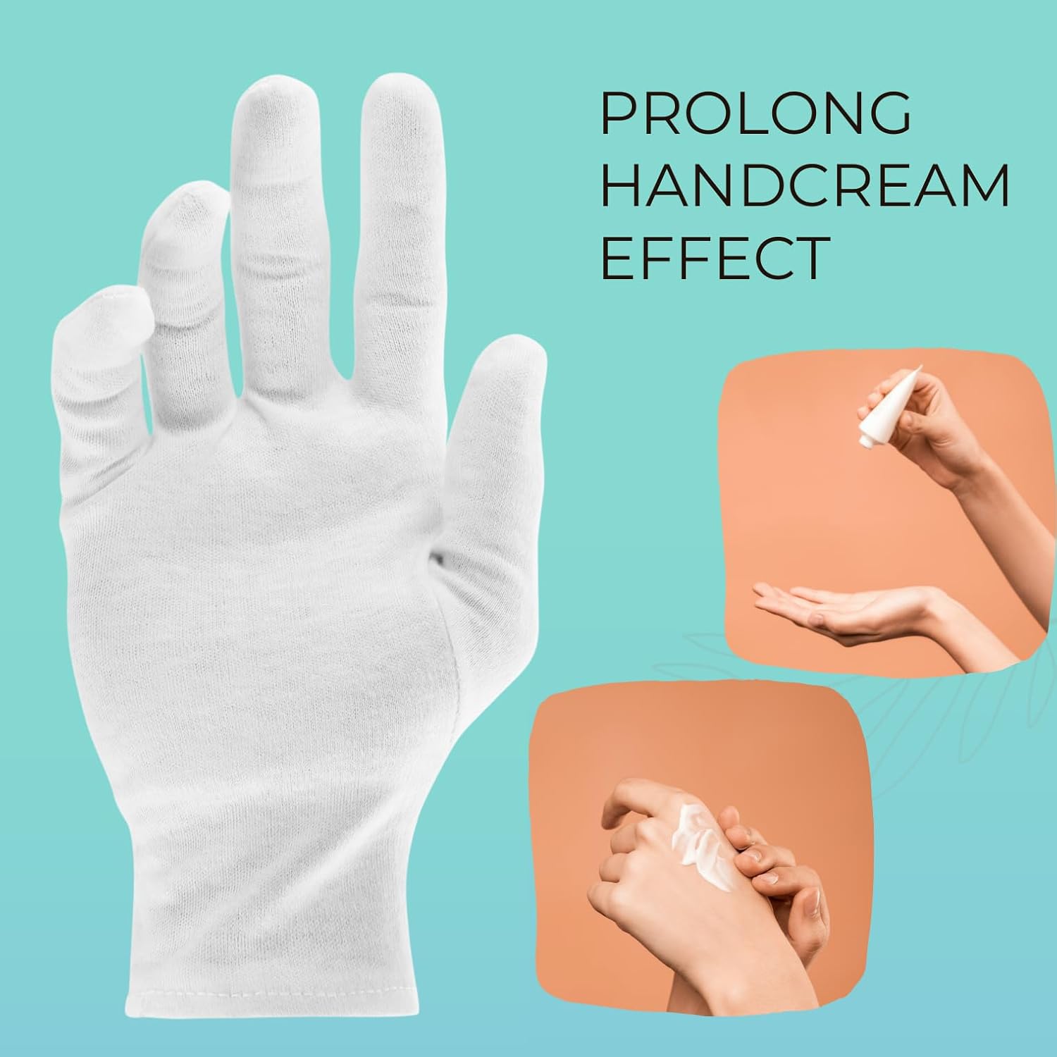 White Cotton Gloves for Dry Hands Sleeping - 3 Pairs Moisturizing Overnight Gloves for Men & Women - 100% Cotton Eczema Gloves | 50% OFF, FREE SHIPPING