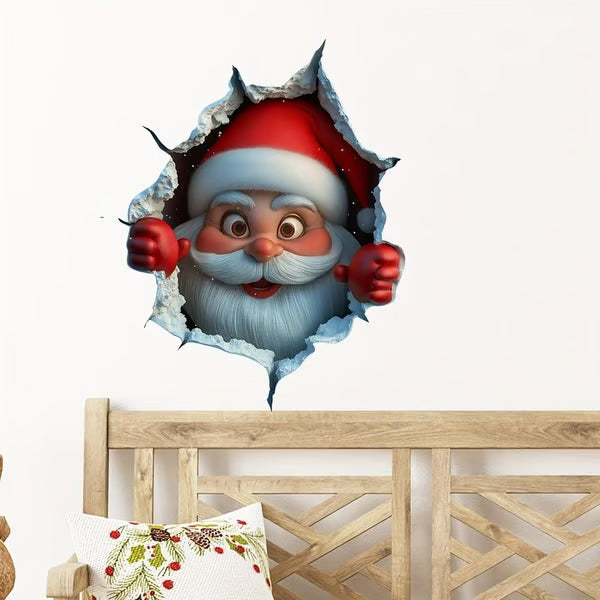 "Santa's Breaking In!" Christmas Wall Sticker 🎅 Funny Holiday Decor for Home 🎄