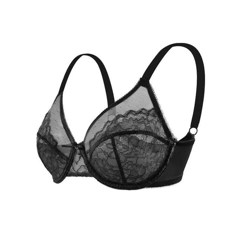Floral Lace Plus Size Underwire Unlined Unpadded Minimizer Full Coverage Bra Women's Wear Comfortable Breathable Mesh Cup | FREE SHIPPING
