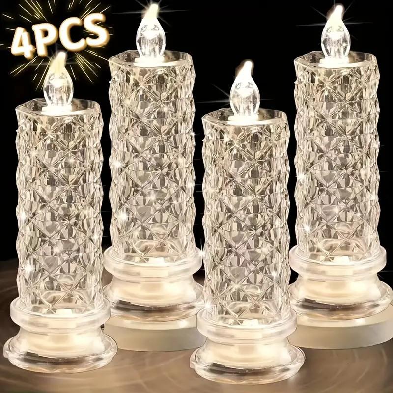 Set of 4, LED Crystal Candle Lights - Romantic Tabletop Night Lights for Bedroom Decorations, Gifts, Anniversary and Parties, Suitable for Wedding, Birthday, Holiday Tabletop Decorative Lights | FREE SHIPPING