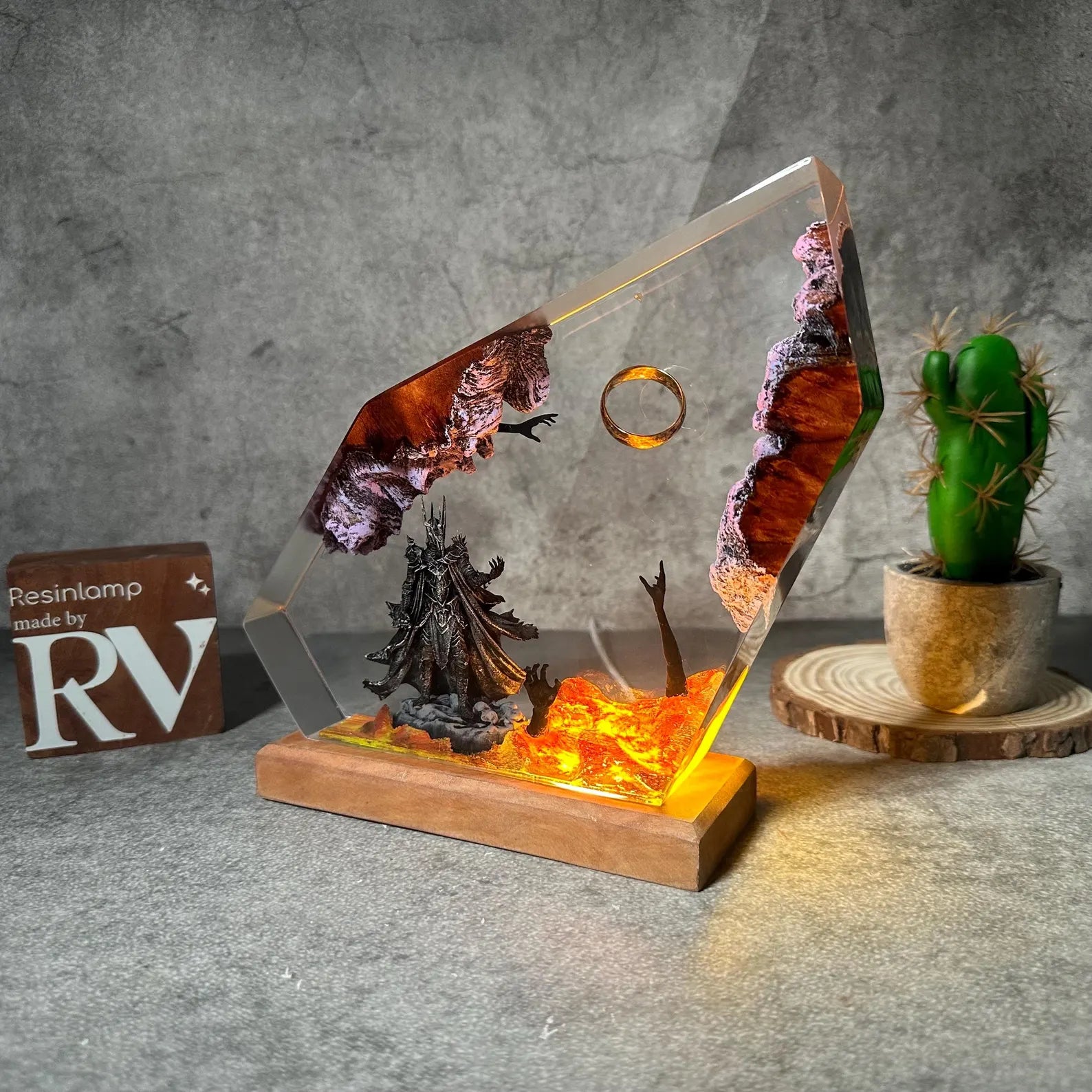 Handmade Epoxy Resin Night Light, Fantasy Table Lamp, LOTR Inspired Gift | 50% OFF, FREE SHIPPING