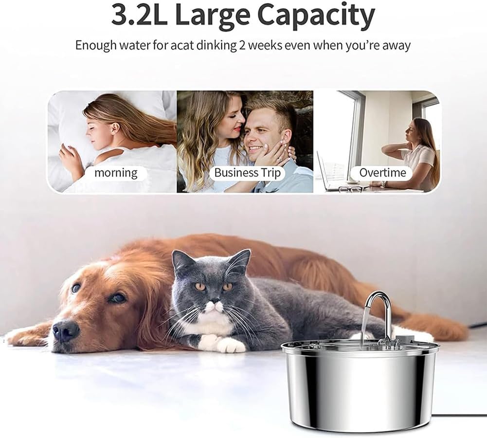 108oz Automatic Pet Water Fountain – Stainless Steel, Ultra-Quiet | 40% OFF, FREE SHIPPING