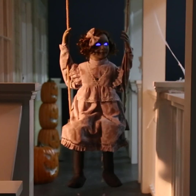 Halloween Electric Glow Decorations: Terrifying Little Girl on a Swing, Clown, and Skeleton | FREE SHIPPING