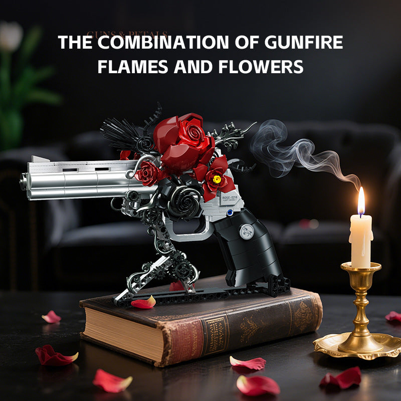 🔫 Building Blocks Revolver Model Kit – 631 PCS with Rose Detail | 50% OFF, FREE SHIPPING
