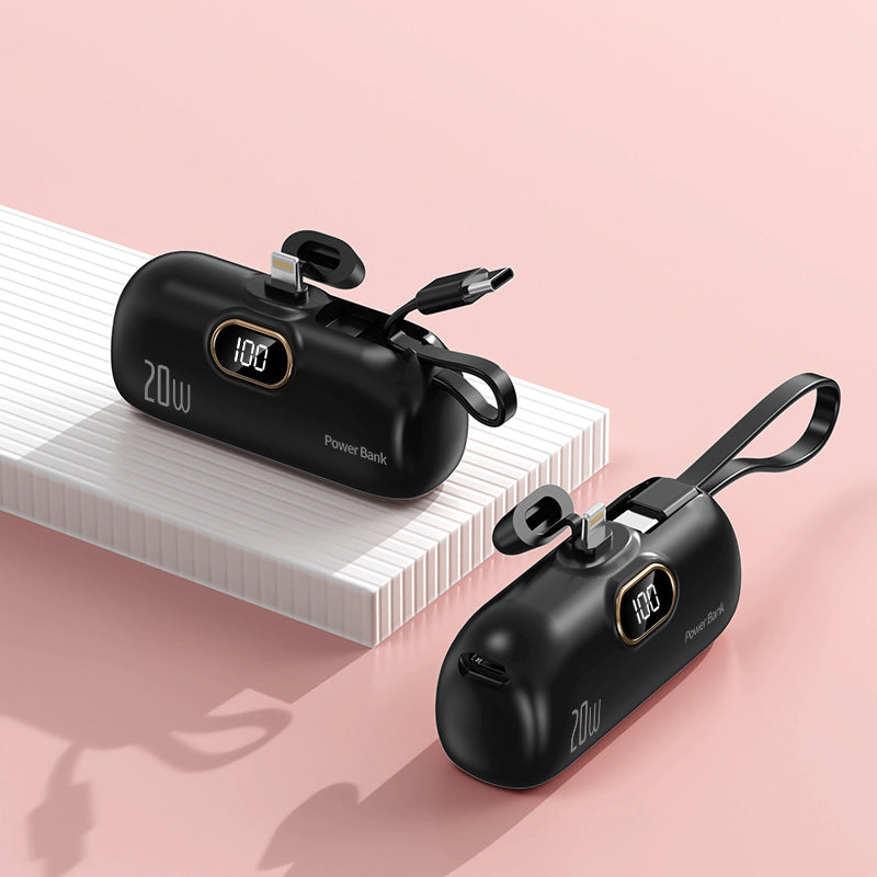 ⚡ Mini Capsule Power Bank 5000mAh – Built-in Cables & 22.5W Fast Charging | 50% OFF, FREE SHIPPING