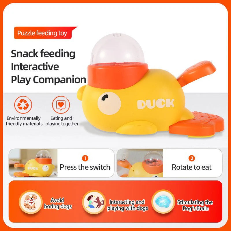 Yellow Duck Pet Food Dispenser,Interactive Toy For Cats And Dogs,Automatic Feeder