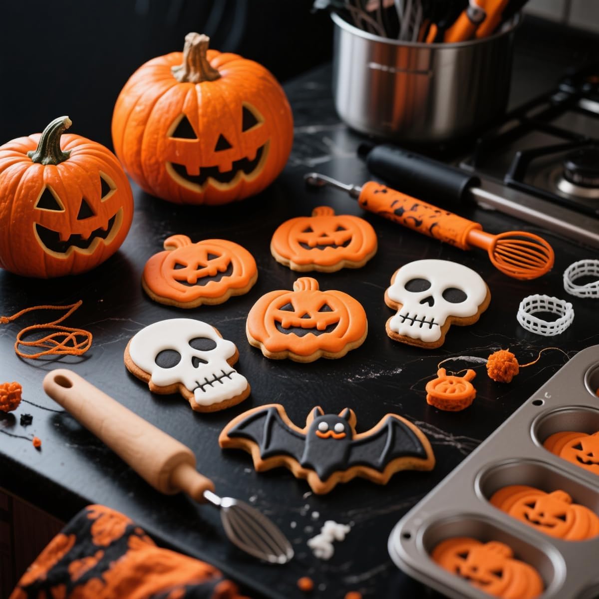 Halloween Cookie Cutters Set (12pcs) – Ghost, Bat, Pumpkin & More Stainless Steel Biscuit Molds for Baking & Party Fun | 50% OFF, FREE SHIPPING
