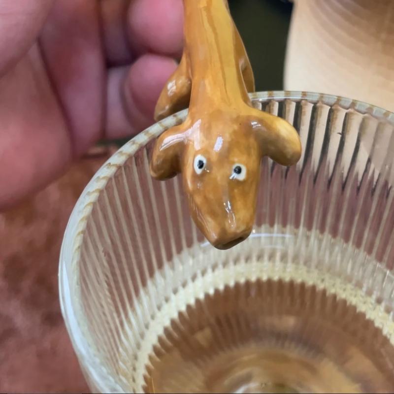 Handcrafted creative and humorous ceramic straw dog that can drink water and eat noodles | FREE SHIPPING