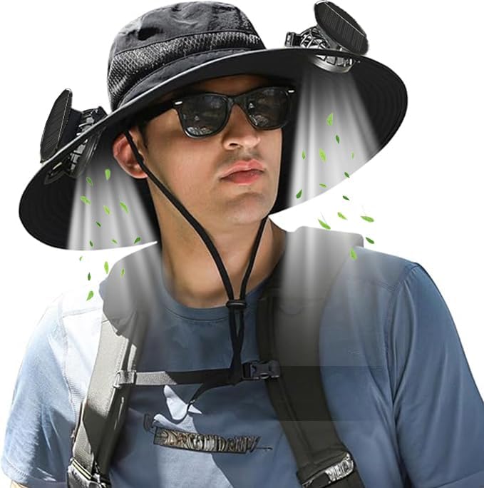 Solar Fan Sun Hat – Hands-Free Cooling, Sun Protection, Dual Power