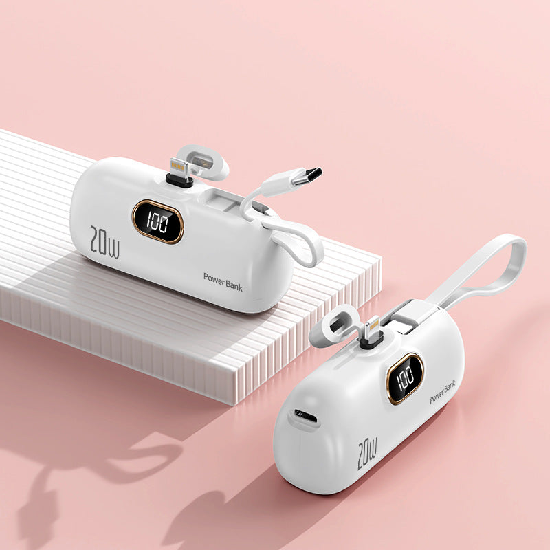 ⚡ Mini Capsule Power Bank 5000mAh – Built-in Cables & 22.5W Fast Charging | 50% OFF, FREE SHIPPING