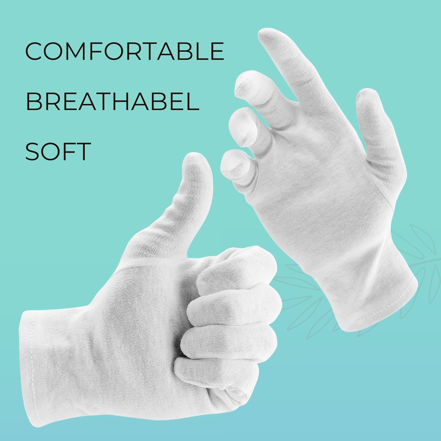 White Cotton Gloves for Dry Hands Sleeping - 3 Pairs Moisturizing Overnight Gloves for Men & Women - 100% Cotton Eczema Gloves | 50% OFF, FREE SHIPPING