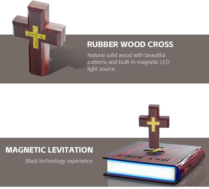 Levitating Cross Lamp, Multi-Color Floating Cross
