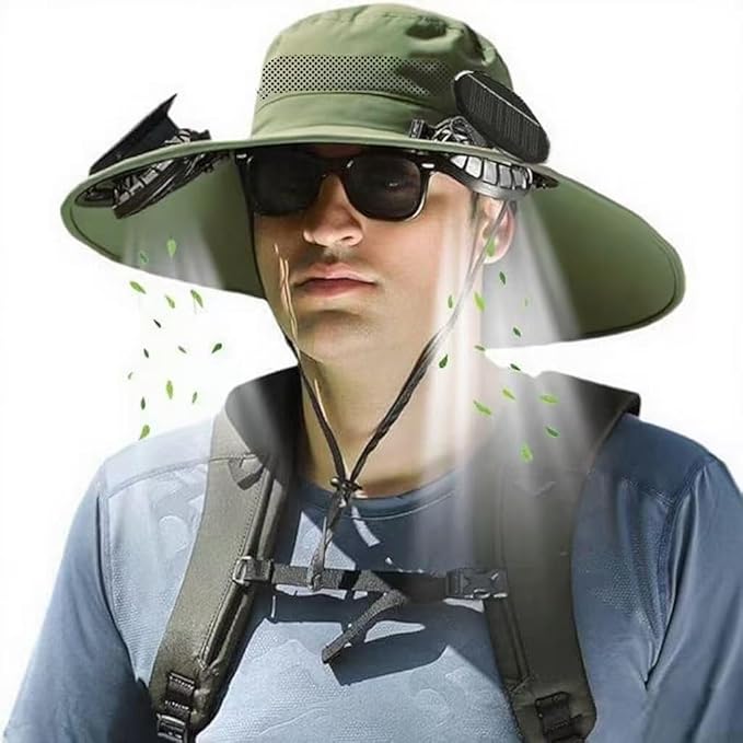 Solar Fan Sun Hat – Hands-Free Cooling, Sun Protection, Dual Power