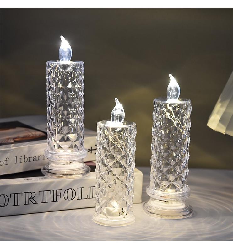 Set of 4, LED Crystal Candle Lights - Romantic Tabletop Night Lights for Bedroom Decorations, Gifts, Anniversary and Parties, Suitable for Wedding, Birthday, Holiday Tabletop Decorative Lights | FREE SHIPPING