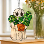 Halloween Ghost Suncatcher – Faux Stained Glass Acrylic Hanging Ornament | 50% OFF, FREE SHIPPING