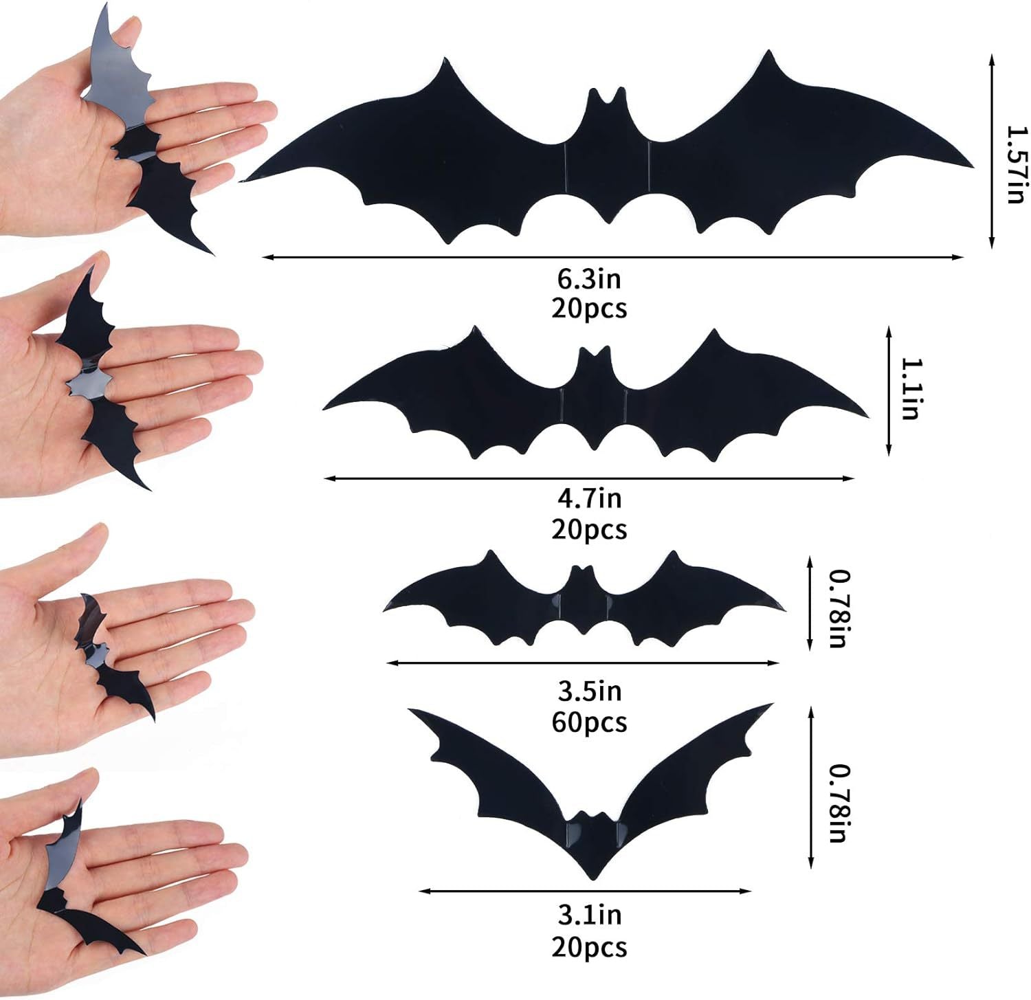 🦇 Halloween 3D Bat Wall Stickers – 120/140PCS Set | 70% OFF, FREE SHIPPING