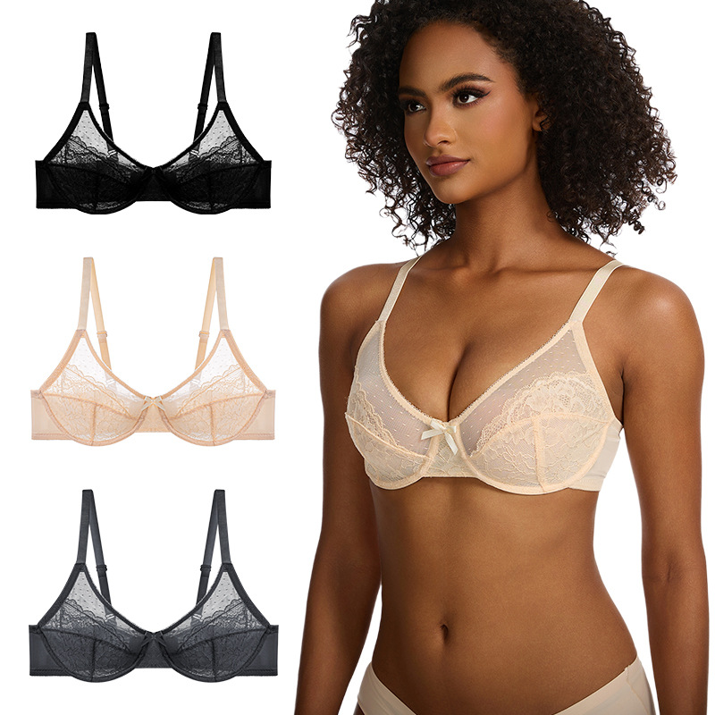 Floral Lace Plus Size Underwire Unlined Unpadded Minimizer Full Coverage Bra Women's Wear Comfortable Breathable Mesh Cup | FREE SHIPPING