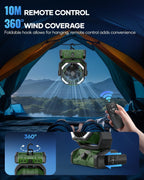 Rechargeable Camping Fan – 24000mAh Battery, LED Light, 360° Oscillation