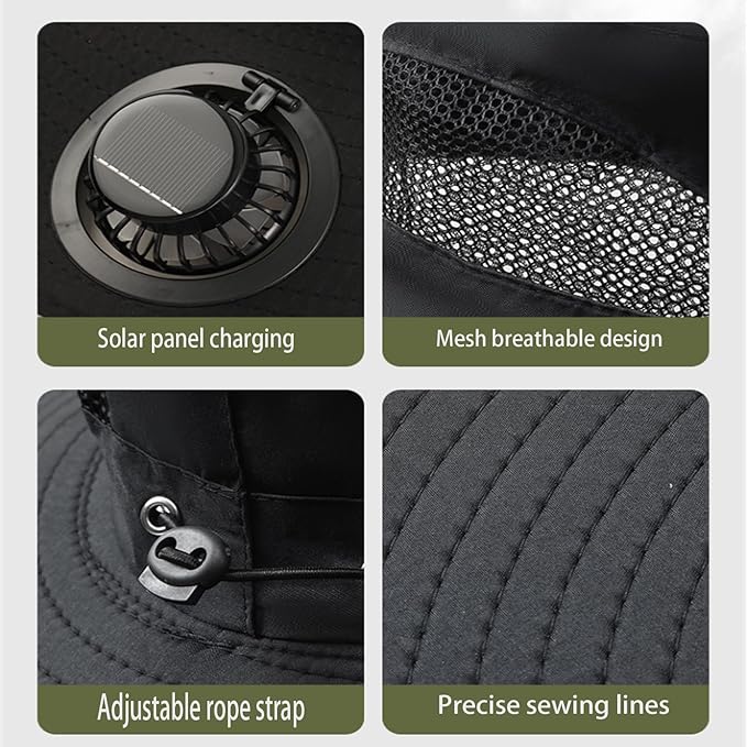 Solar Fan Sun Hat – Hands-Free Cooling, Sun Protection, Dual Power