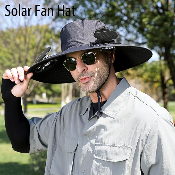 Solar Fan Sun Hat – Hands-Free Cooling, Sun Protection, Dual Power