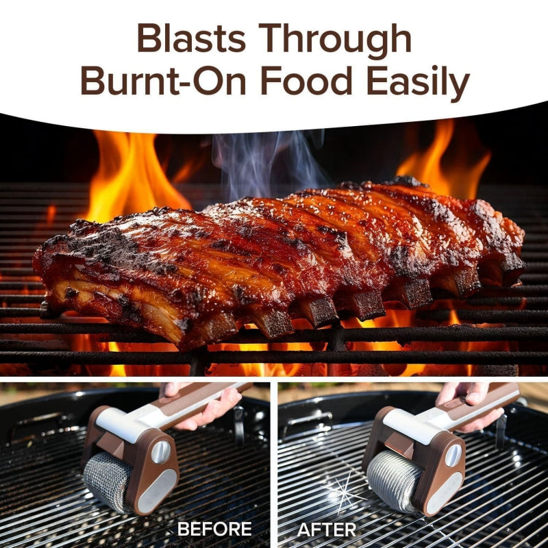 Electric 304 stainless steel roller barbecue brush with LED light special food-grade cleaning | Free Shipping