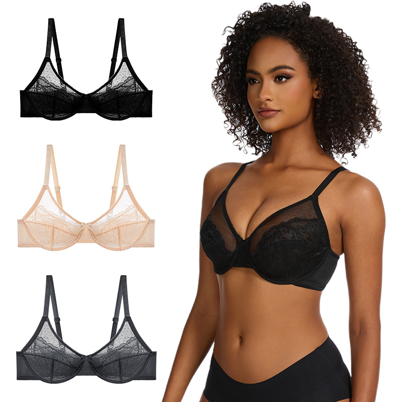 Floral Lace Plus Size Underwire Unlined Unpadded Minimizer Full Coverage Bra Women's Wear Comfortable Breathable Mesh Cup | FREE SHIPPING