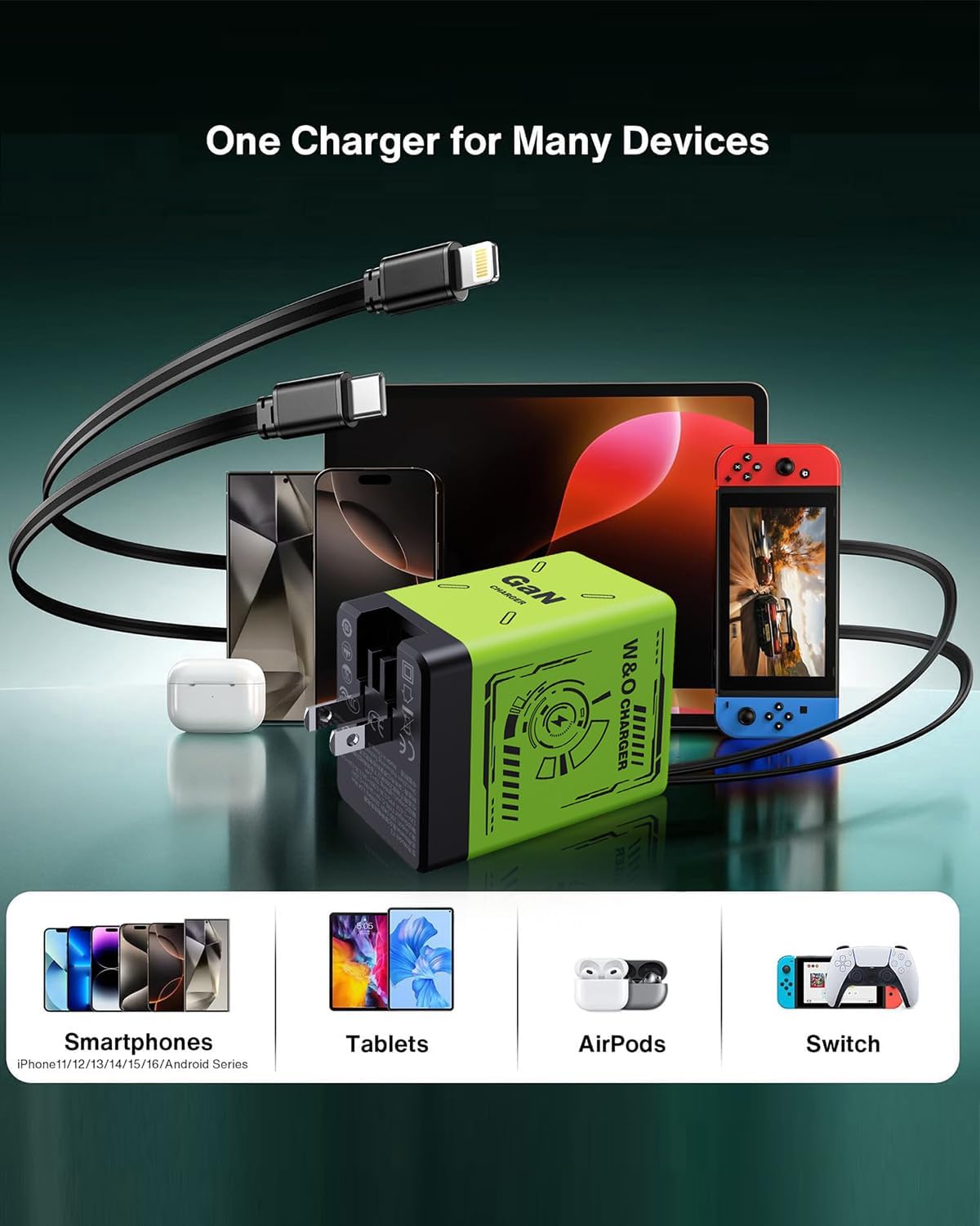 2-in-1 Retractable GaN Fast Charger – Dual Output with Built-in Cable | 56% OFF, FREE SHIPPING - TODAY ONLY