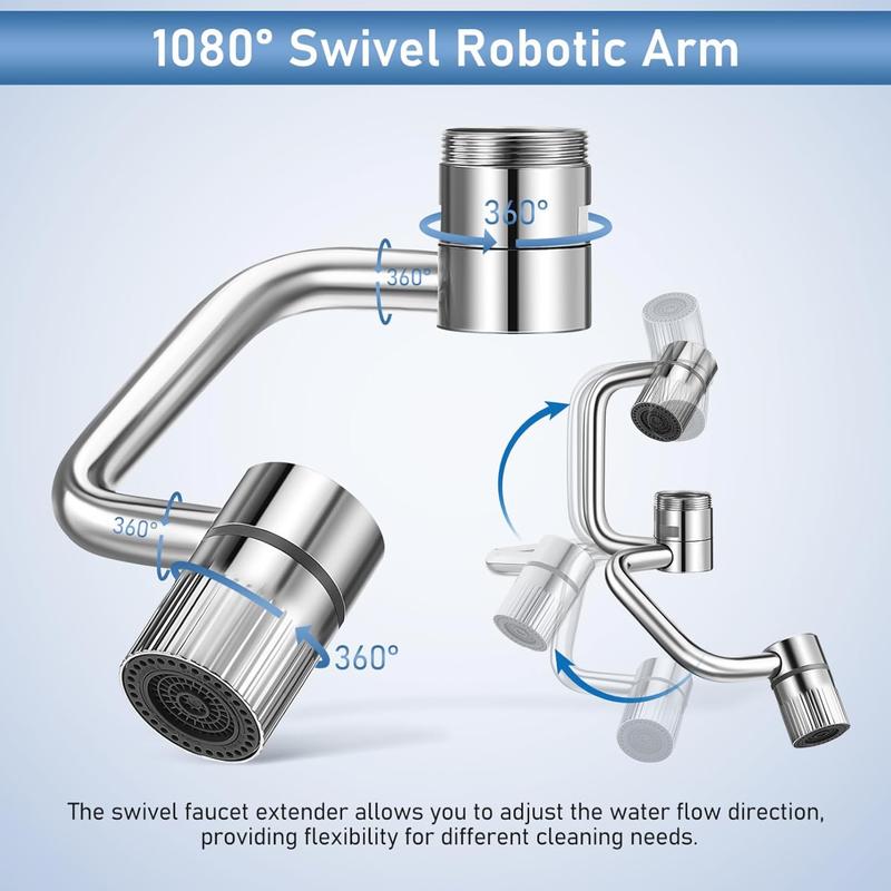 Rotatable Faucet Aerator Extension - for Effortless, All-Angle Control, Rotating Swivel Faucet Aerator Extender, Kitchen Bathroom Sink Faucets Sprayer Attachment with 2 Mode Splash(1PC) | FREE SHIPPING