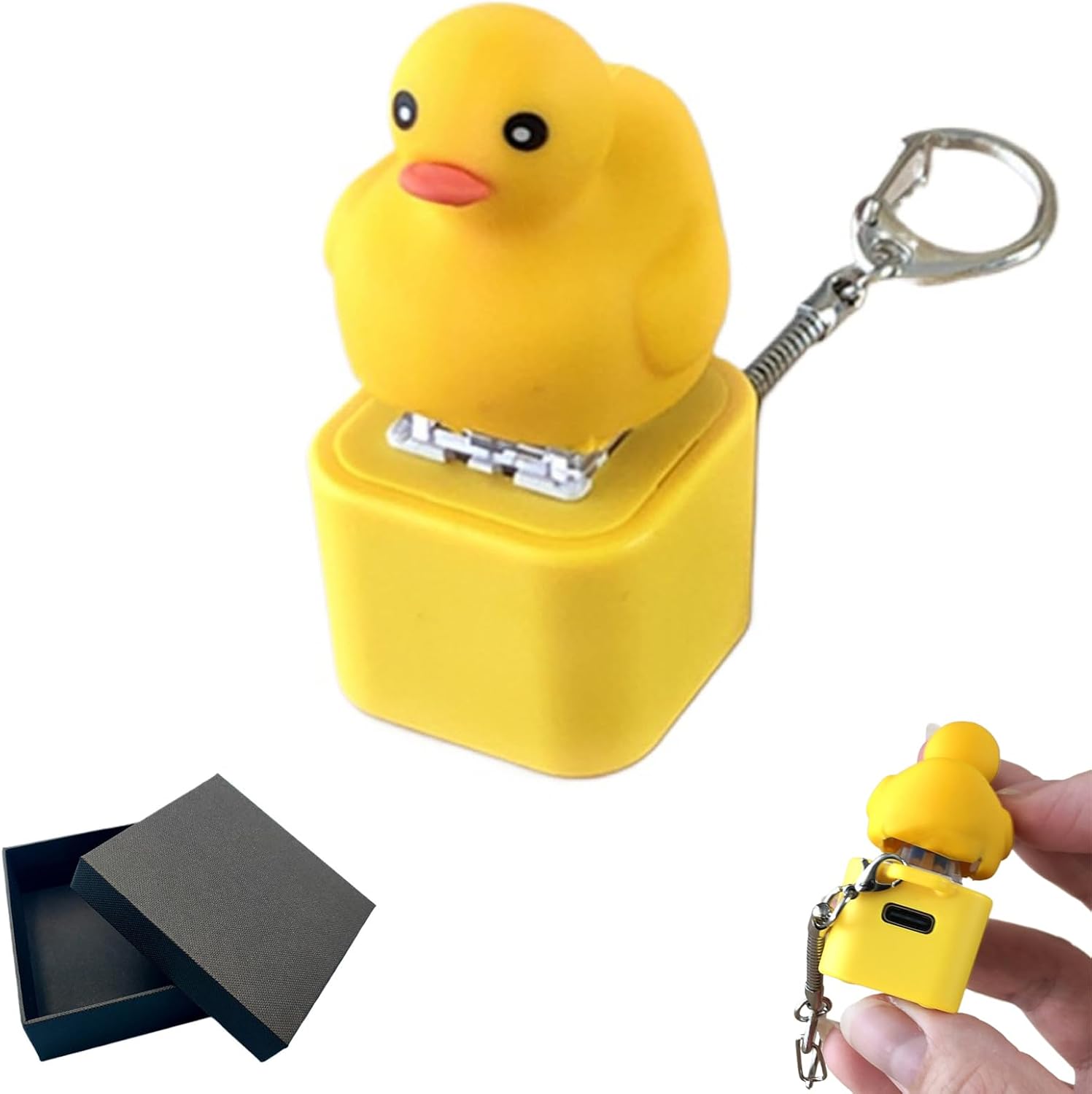 Frog Croaking & Quacking Duck Fidget Toy Keychain with Lights - Stress Relief Rechargeable | 50% OFF, FREE SHIPPING Toy
