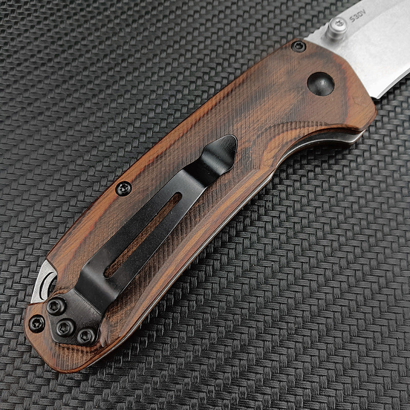 🔥 Butterfly Wood-Handle EDC Knife – 8Cr13MoV Steel Outdoor Pocket Tool